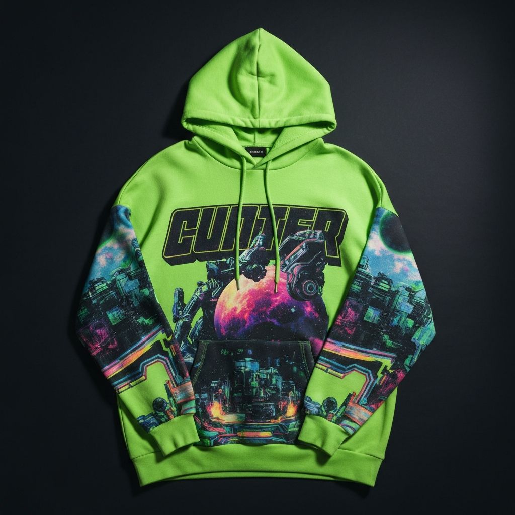 Neon Grafik Hoodie